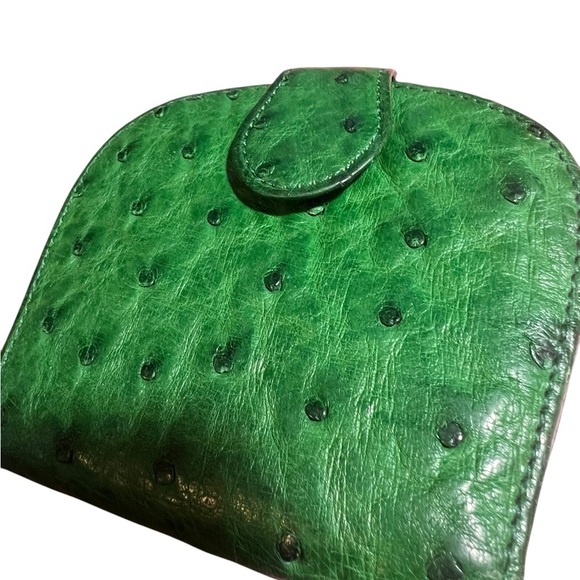 Genuine Ostrich Leather Bifold Wallet – Stunning Green, Pristine Condition! - Picture 2 of 10
